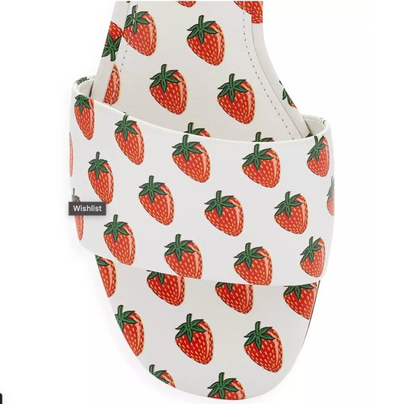 NWT Larroude Ivy Strawberry-Print Leather Mules Sandals Size 7 - Picture 2 of 6